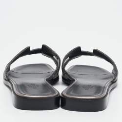 Pre Owned صندل فلات هيرمس أوران غليتر وسويدي بيج مقاس 39