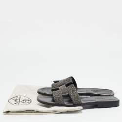 Pre Owned صندل فلات هيرمس أوران غليتر وسويدي بيج مقاس 39