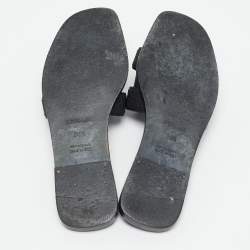 مملوكة مسبقًا Hermes Black Glitter Oran Flat Sandals Size 36.5