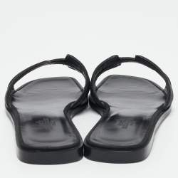 مملوكة مسبقًا Hermes Black Glitter Oran Flat Sandals Size 36.5