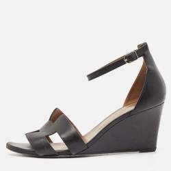 Hermes Brown Leather Legend Wedge Sandals Size 41 Hermes | TLC