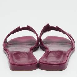 Pre Owned Hermès Purple Leather Oran Flat Sandals Size 37