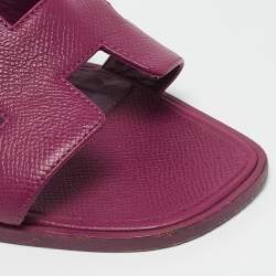 Pre Owned Hermès Purple Leather Oran Flat Sandals Size 37