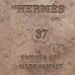 Pre Owned Hermès Brown Leather Oran Flat Slides Size 37