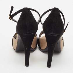 Hermès Black/Gold Metallic Suede Premiere 70 Sandals Size 37
