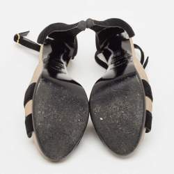Hermès Black/Gold Metallic Suede Premiere 70 Sandals Size 37