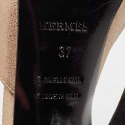 Hermès Black/Gold Metallic Suede Premiere 70 Sandals Size 37