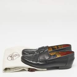 Hermes Black Leather Kennedy Loafers Size 38.5