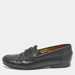 Hermes Black Leather Kennedy Loafers Size 38.5