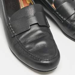 Hermes Black Leather Kennedy Loafers Size 38.5