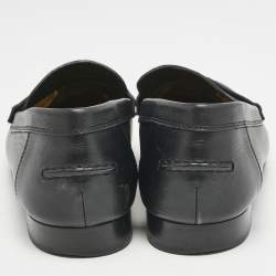 Hermes Black Leather Kennedy Loafers Size 38.5