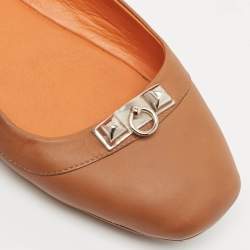 Hermès Brown Leather Liberty Ballet Flats Size 38