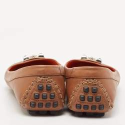 Hermès Brown Leather Liberty Ballet Flats Size 38