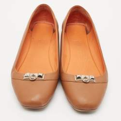 Hermès Brown Leather Liberty Ballet Flats Size 38