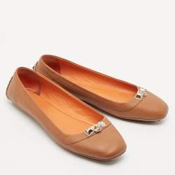 Hermès Brown Leather Liberty Ballet Flats Size 38
