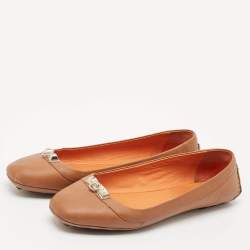 Hermès Brown Leather Liberty Ballet Flats Size 38