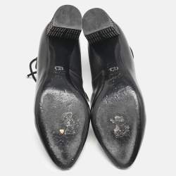 مملوكة مسبقًا حذاء كعب عالي ديور جلد أسود بحزام كاحل مقاس 38.5