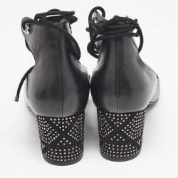 مملوكة مسبقًا حذاء كعب عالي ديور جلد أسود بحزام كاحل مقاس 38.5