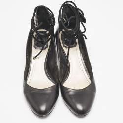 مملوكة مسبقًا حذاء كعب عالي ديور جلد أسود بحزام كاحل مقاس 38.5