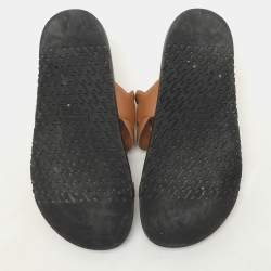 Pre Owned Hermès Brown Leather Extra Slide Sandals Size 38