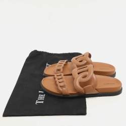 Pre Owned Hermès Brown Leather Extra Slide Sandals Size 38
