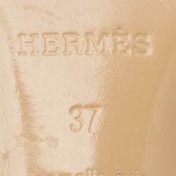 Pre Owned Hermes Grey Leather Oasis Slide Sandals Size 37