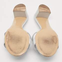 Pre Owned Hermes Grey Leather Oasis Slide Sandals Size 37