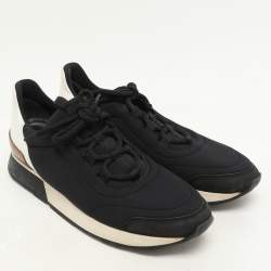 Hermes Navy Blue Neoprene Miles Low Top Sneakers Size 39.5