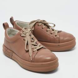 Hermes Dusty Pink Leather Happy Sneakers Size 38