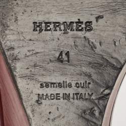 Pre Owned Hermes Burgundy Leather Legend Wedge Sandals Size 41