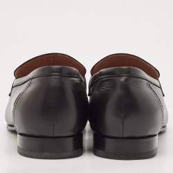 Hermes Black Leather Paris Loafers Size 40.5
