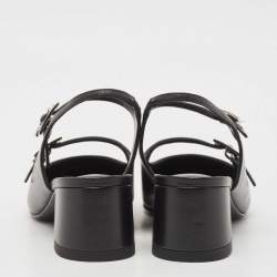 Pre Owned Hermes Black Leather Jackie Slingback Pumps Size 36