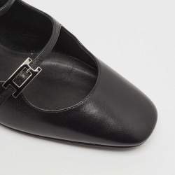Pre Owned Hermes Black Leather Jackie Slingback Pumps Size 36