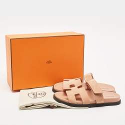 Pre Owned Hermes Pink Suede Chypre Sandals Size 37