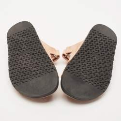 Pre Owned Hermes Pink Suede Chypre Sandals Size 37