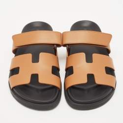Pre Owned Hermes Brown Leather Chypre Sandals Size 37