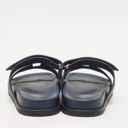 Pre Owned Hermes Navy Blue Suede Chypre Sandals Size 37