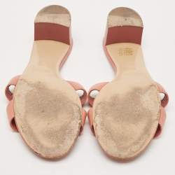 Pre Owned Hermes Pink Leather Oasis Slide Sandals Size 41