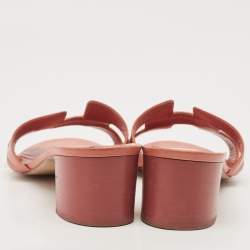 Pre Owned Hermes Pink Leather Oasis Slide Sandals Size 41