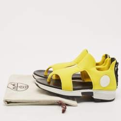 Hermes Yellow Neoprene Flat Sandals Size 37