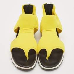 Hermes Yellow Neoprene Flat Sandals Size 37