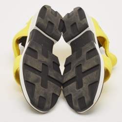 Hermes Yellow Neoprene Flat Sandals Size 37