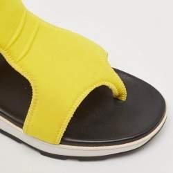 Hermes Yellow Neoprene Flat Sandals Size 37