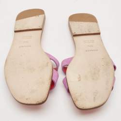 Pre Owned Hermes Purple Suede Oran Flat Slides Size 39.5