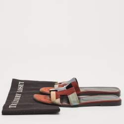 Hermes Multicolor Suede Oran Flat Sandals Size 38