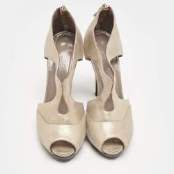 Hermès Gold Leather Peep Toe Platform Sandals Size 36.5