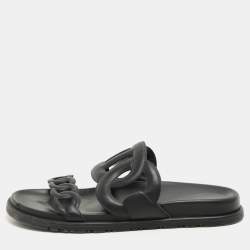 Hermes Black Leather Extra Flats Size 37