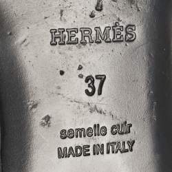 Pre Owned Hermès Black Leather Strappy Flat Sandals Size 37