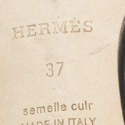 Pre Owned Hermes Black Leather Oasis Slide Sandals Size 37