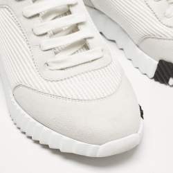 Hermes Grey/White Fabric and Suede Bouncing Low Top Sneakers Size 37